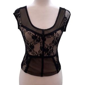 H&M lace sexy fitted sleeveless feminine top shirt black